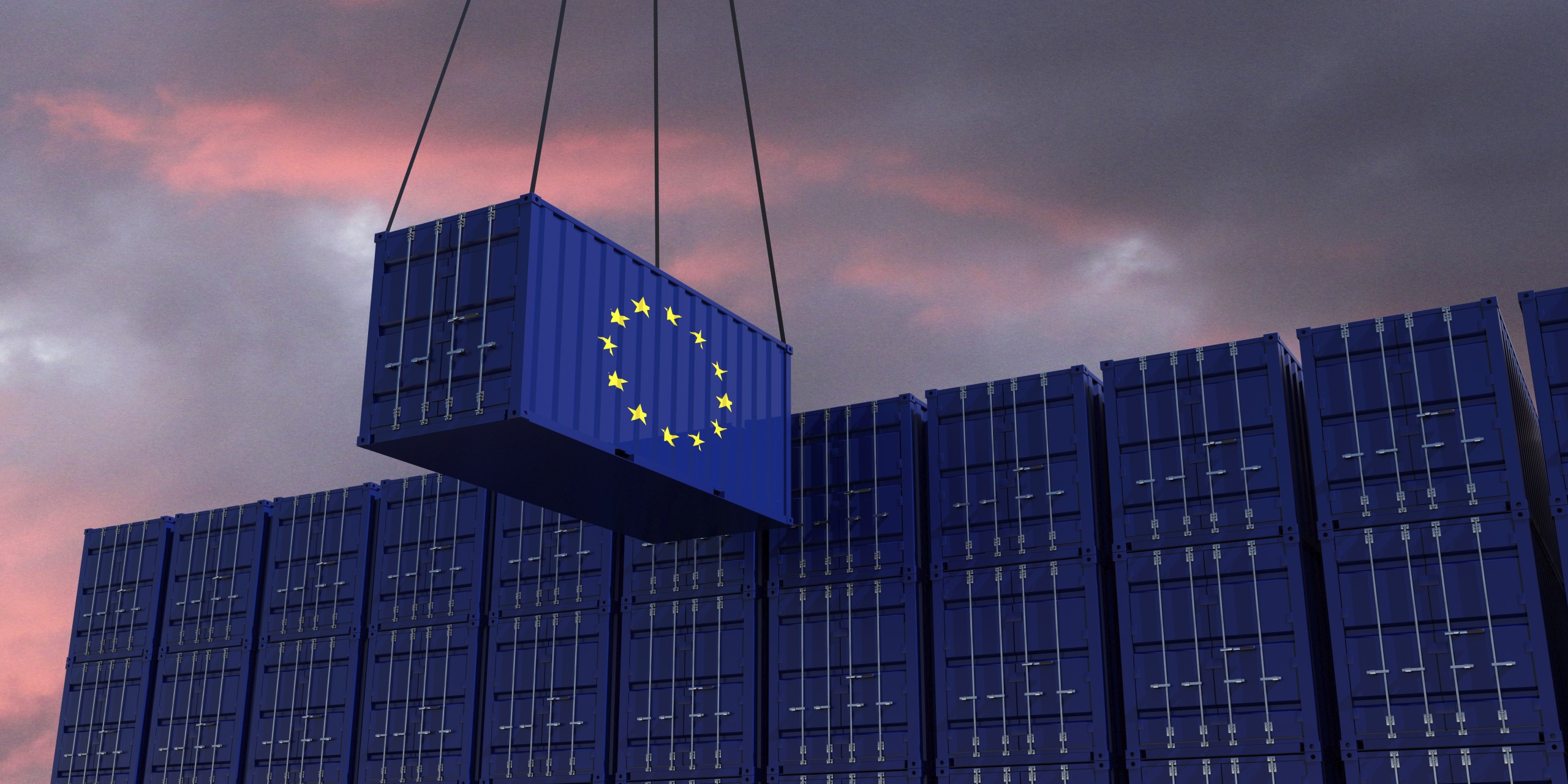 freight container with the EU flag