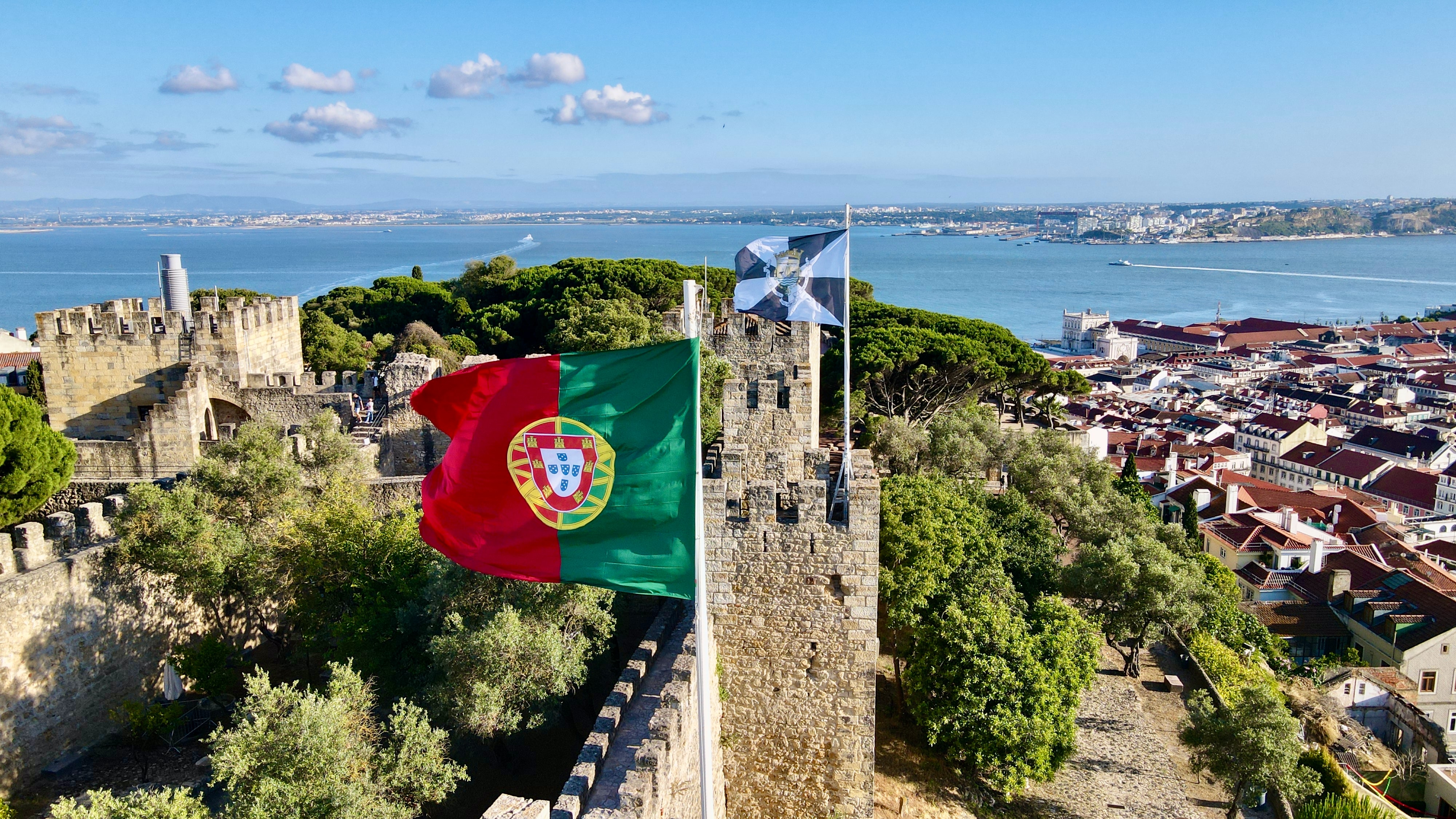 portuguese flag on castle